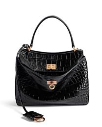 Balenciaga Rodeo Mini Handbag Crocodile Embossed Black