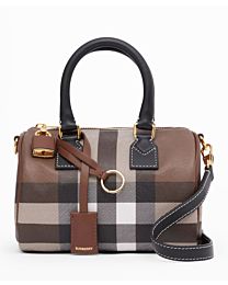 Burberry Check And Leather Mini Bowling Bag