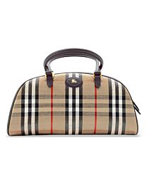 Burberry Canvas Highlands Bowling Top-Handle Bag Dark Coffee