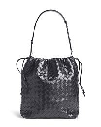 Bottega Veneta Avenue Intrecciato Leather Shoulder Bag 836020 Black