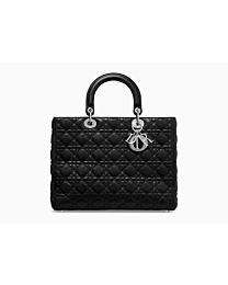 Christian Dior Lady Dior Large Classic Tote Bag With Lambskin Black
