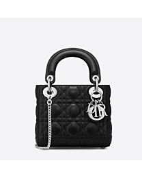 Christian Dior Lady Dior Mini Classic Tote Bag With Lambskin Black