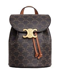 Celine Backpack Celine Bonnie In Triomphe Canvas And Calfskin Coffee
