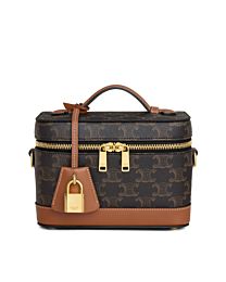 Celine Vanity In Triomphe Canvas And Calfskin Coffee