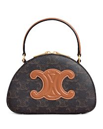 Celine Logo Print Half Moon Box Bag 10K642 Coffee