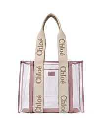 Chloe Woody Tote Bag In Jelly & Leather Pink