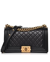 Chanel Black Lambskin Medium Boy Bag A67086 Black