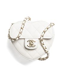 Chanel Matelasse Heart-Shaped Chain Clutch Bag AP2784 Cream