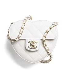 Chanel Heart-Shaped Chain Handbag AP2784 White