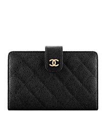 Chanel Caviar Quilted Zip Pocket Wallet Black