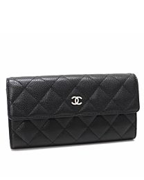 Chanel Quilted Flap Wallet in Caviar Black