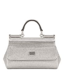 Dolce Gabbana Satin Sicily Bag With Fusible Rhinestones Silver