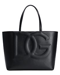 Dolce & Gabbana Logo medium cowhide leather tote bag Black