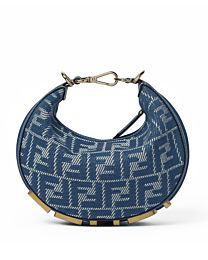 Fendi Denim-Effect Ff Jacquard Mini-Bag 8BS081 Blue