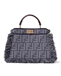 Fendi Peekaboo ISeeU Extra Small Denim Jacquard Bag 8BN335 Blue