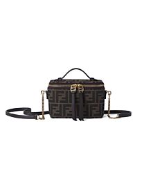 Fendi Vanity Tobacco Brown Ff Jacquard Fabric Mini-Bag 8BS108 Coffee