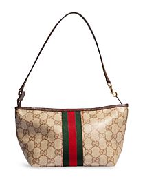 Gucci Small Pouch With Strap And Web Dark Coffee