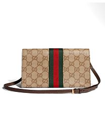 Gucci Small Pouch With Strap And Web A002KM Coffee