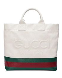 Gucci Canvas tote bag with embossed details Cream