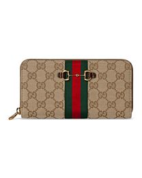 Gucci Horsebit Web Zip Around Wallet 867124 Coffee