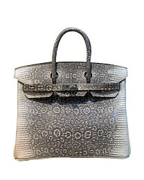 Hermes Birkin 25 Ombre Lizard Palladium Hardware Cream