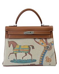 Hermes Covers and Daywear Returns Kelly 32cm of Fauve Barenia Leather Coffee