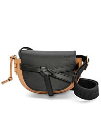 Loewe Mini Gate Dual Bag In Soft Calfskin And Jacquard Black