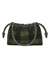 Loewe Medium Flamenco Purse In Tartan Suede Green