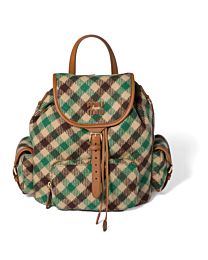 Miu Miu Plaid And Leather Backpack 5BZ042
