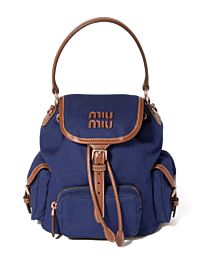 Miumiu Canvas And Leather Backpack 5BZ043 
