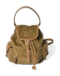 Miu Miu Corduroy Backpack 5BZ043 Apricot