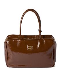Miumiu Beau Naplak Patent Leather Bag Coffee