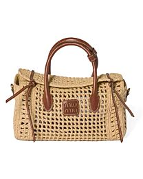 Miu Miu Borsa A Mano In Rafia 5BA316 Coffee
