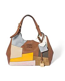 Miu Miu Patchwork Leather Handbag 5BA304 Coffee