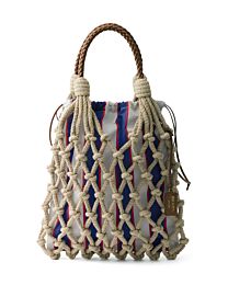 Prada Noue Medium Cotton Macrame Bag 1BC111 Blue