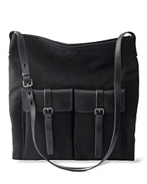 Prada Route Canvas And Leather Shoulder Bag 2VH207 Black