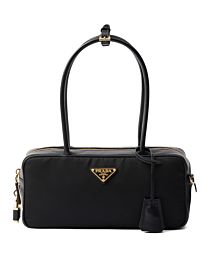 Prada Re-Nylon And Leather Small Top-handle Bag With Padlock 1BB133 Black