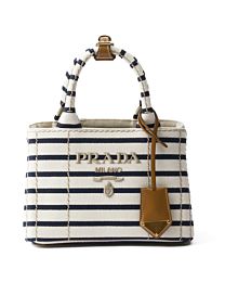 Prada Jardiniere Striped Cotton Canvas Bag