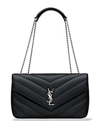 Saint Laurent LOULOU Medium Quilted Lambskin Handbag Black