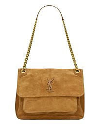Saint Laurent Niki Medium In Suede And Smooth Leather 498894 Coffee
