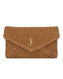Saint Laurent Cassandre Large Envelope Pouch In Rope Apricot