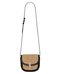 Saint Laurent Kaia Small Satchel In Raffia And Leather 6197401 Apricot