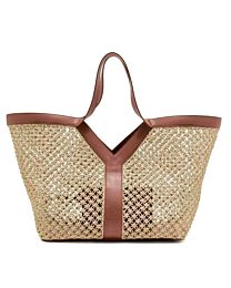Saint Laurent Y Tote Bag In Raffia 817602 Coffee