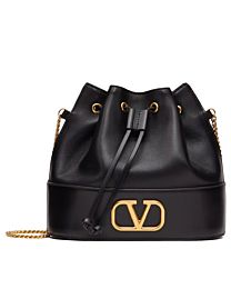 Valentino Mini Bucket Bag In Nappa With Vlogo Signature Chain 