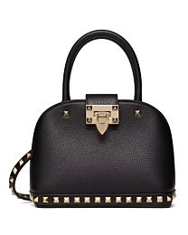 Valentino Garavani Rockstud Small Handbag In Grainy Calfskin Black