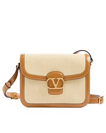 Valentino Garavani 9to5 Canvas Shoulder Bag Cream