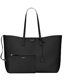 Saint Laurent Calfskin Monogram Shopping Tote Black