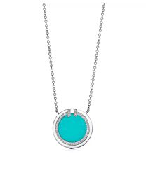 Tiffany Women's Diamond And Turquoise Circle Pendant Blue