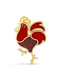 Van Cleef & Arpels Lucky Animals Rooster Clip Red