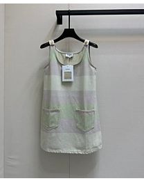 Chanel Women's Color Block Dress Green